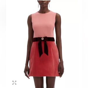 Oscar de la Renta Pink Sleeveless Dress with Velvet Bow